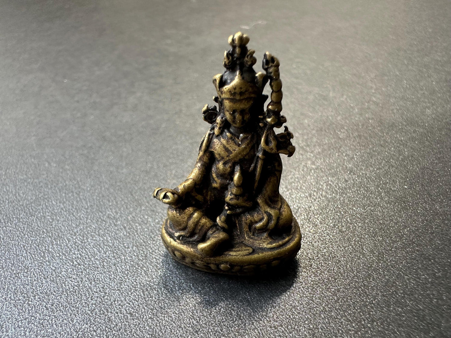 Nepal Tibetan Bronze Guru Padmasambhava Miniature Statue  Solid Bronze Buddhist Guru Rinpoche Talisman, Handmade Altar Figurine