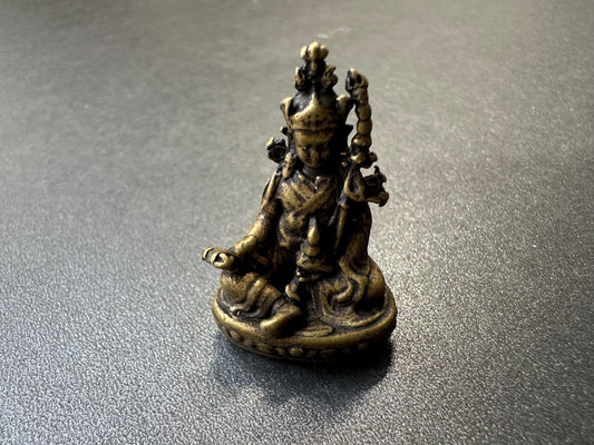 Nepal Tibetan Bronze Guru Padmasambhava Miniature Statue  Solid Bronze Buddhist Guru Rinpoche Talisman, Handmade Altar Figurine
