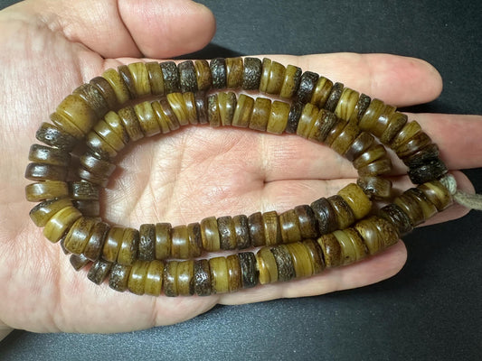 108 Handmade Tibetan Yak Bone Mala Beads 10mm  19 Inch Strand  Genuine Buddhist Prayer Beads from Nepal