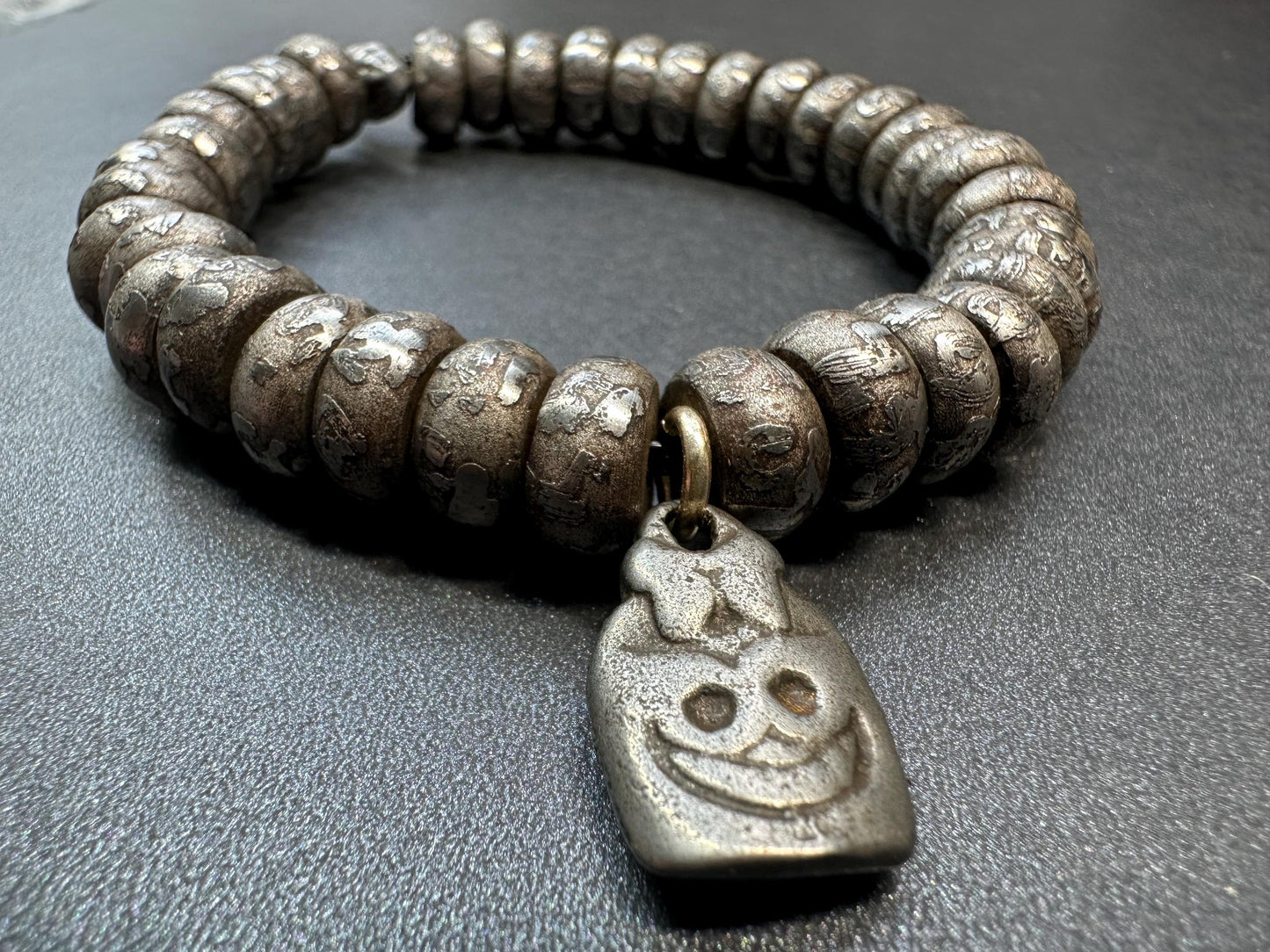 Tibetan Meteorite Iron Bracelet | Engraved Six-Syllable Mantra “Om Mani Padme Hum | Sky Iron 36 Beads Mala with Counter | Fits Wrists under