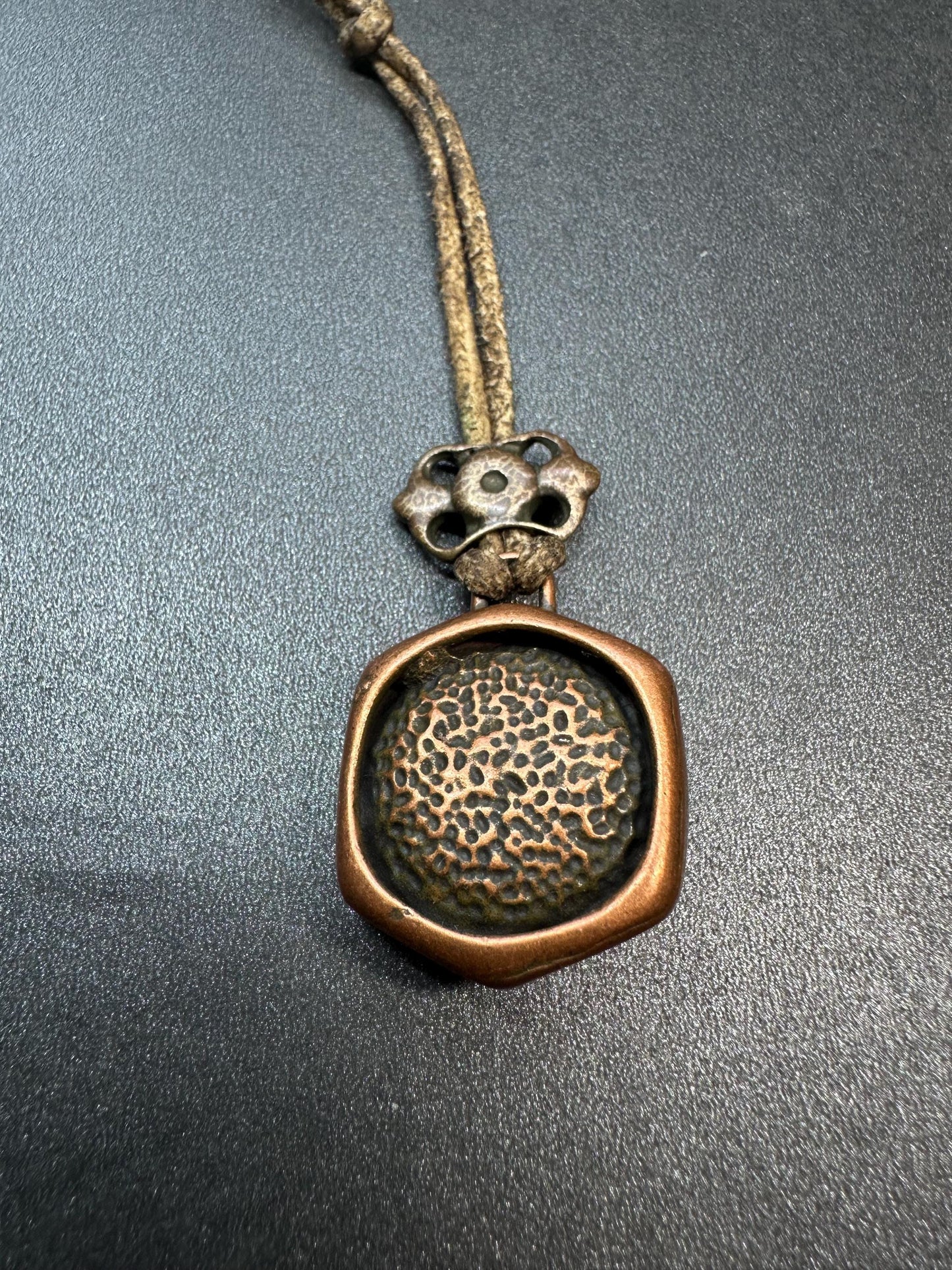 Brass Zakiram “Past and Present Lives Opening Pendant with Genuine Sheepskin Cord | Tibetan Spiritual Protector Amulet | Unique Buddhist Je