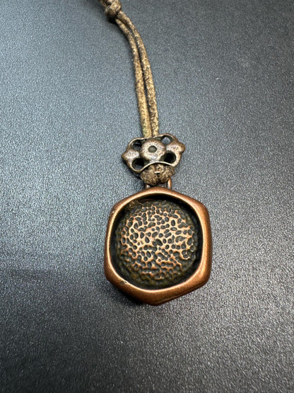 Brass Zakiram “Past and Present Lives Opening Pendant with Genuine Sheepskin Cord | Tibetan Spiritual Protector Amulet | Unique Buddhist Je