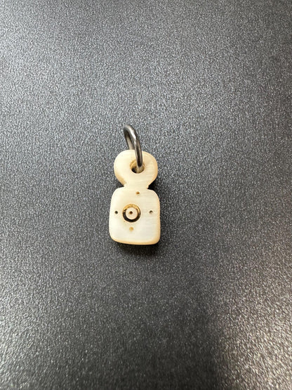 Handcarved Tibetan Shell Pendant  Double Mantra Dot Talisman, Both Sides, Spiritual Amulet Mala Counter