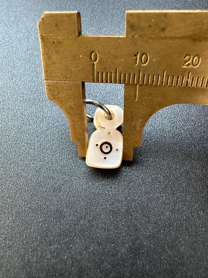 Handcarved Tibetan Shell Pendant  Double Mantra Dot Talisman, Both Sides, Spiritual Amulet Mala Counter