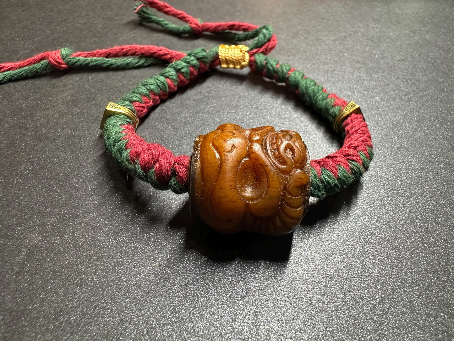Nepal Tibet Yak Bone Garuda & Citipati Skull Bracelet  HandBraided Buddhist Protection Talisman