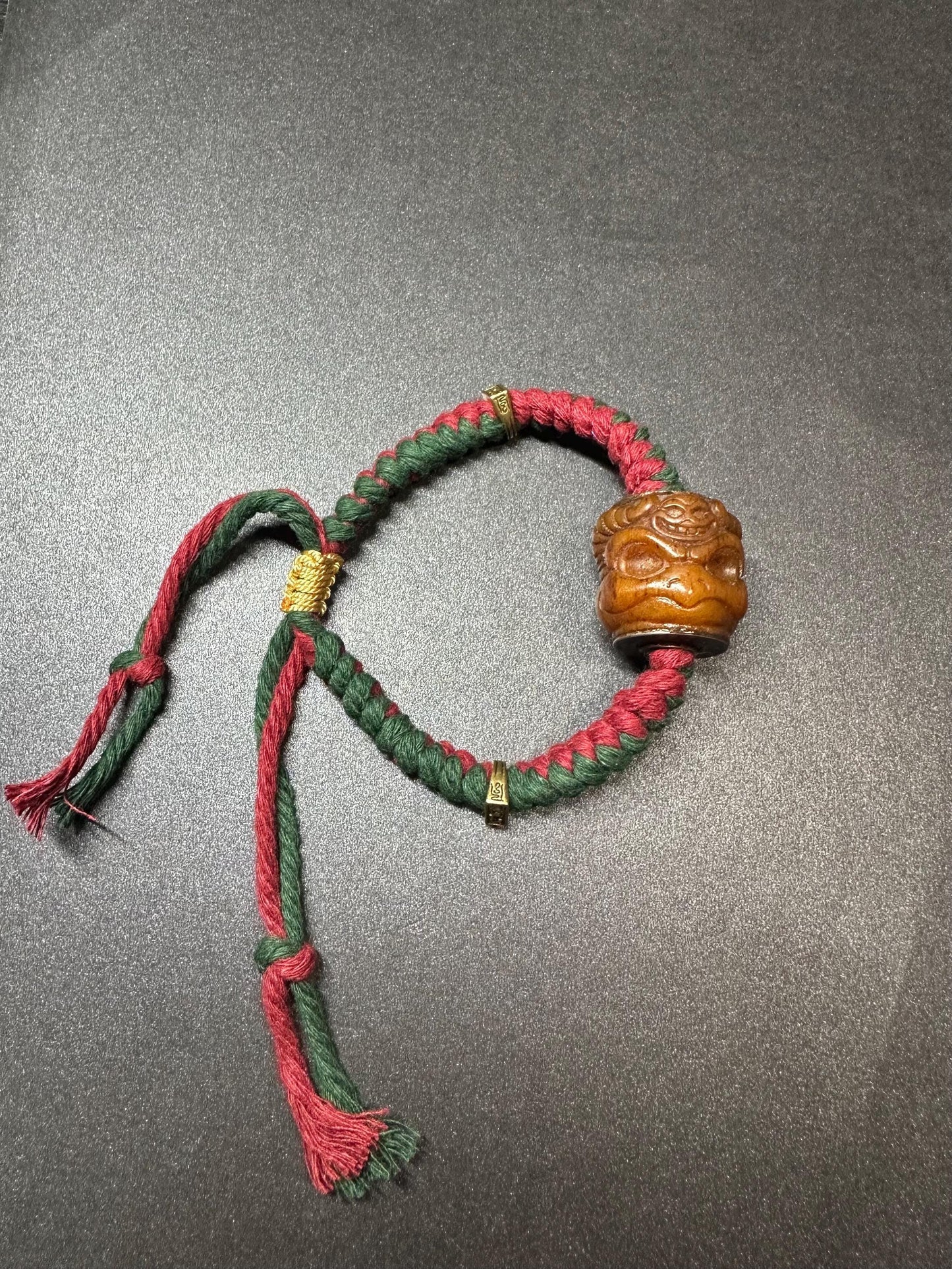 Nepal Tibet Yak Bone Garuda & Citipati Skull Bracelet  HandBraided Buddhist Protection Talisman