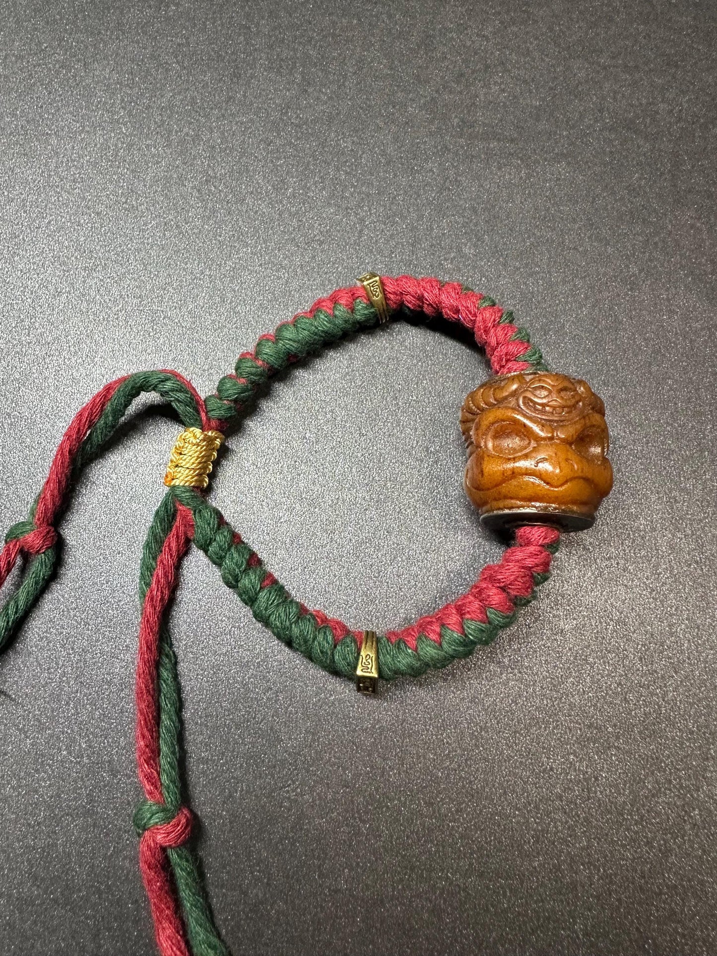 Nepal Tibet Yak Bone Garuda & Citipati Skull Bracelet  HandBraided Buddhist Protection Talisman