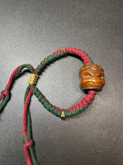 Nepal Tibet Yak Bone Garuda & Citipati Skull Bracelet  HandBraided Buddhist Protection Talisman