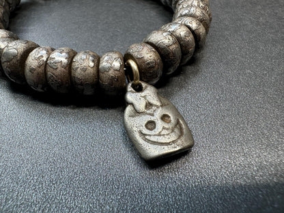 Tibetan Meteorite Iron Bracelet | Engraved Six-Syllable Mantra “Om Mani Padme Hum | Sky Iron 36 Beads Mala with Counter | Fits Wrists under