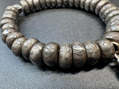 Tibetan Meteorite Iron Bracelet | Engraved Six-Syllable Mantra “Om Mani Padme Hum | Sky Iron 36 Beads Mala with Counter | Fits Wrists under