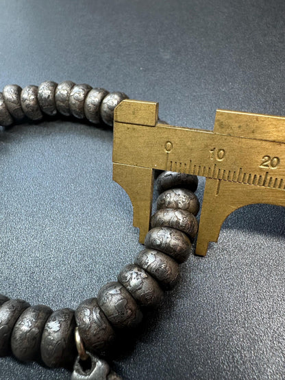 Tibetan Meteorite Iron Bracelet | Engraved Six-Syllable Mantra “Om Mani Padme Hum | Sky Iron 36 Beads Mala with Counter | Fits Wrists under