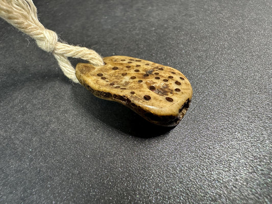 Nepal Tibet Buddhist Carved Mantra Dots Yak Bone Amulet Pendant  Handcrafted Ethnic Talisman, Spiritual Protection, Unique Bone Jewelry