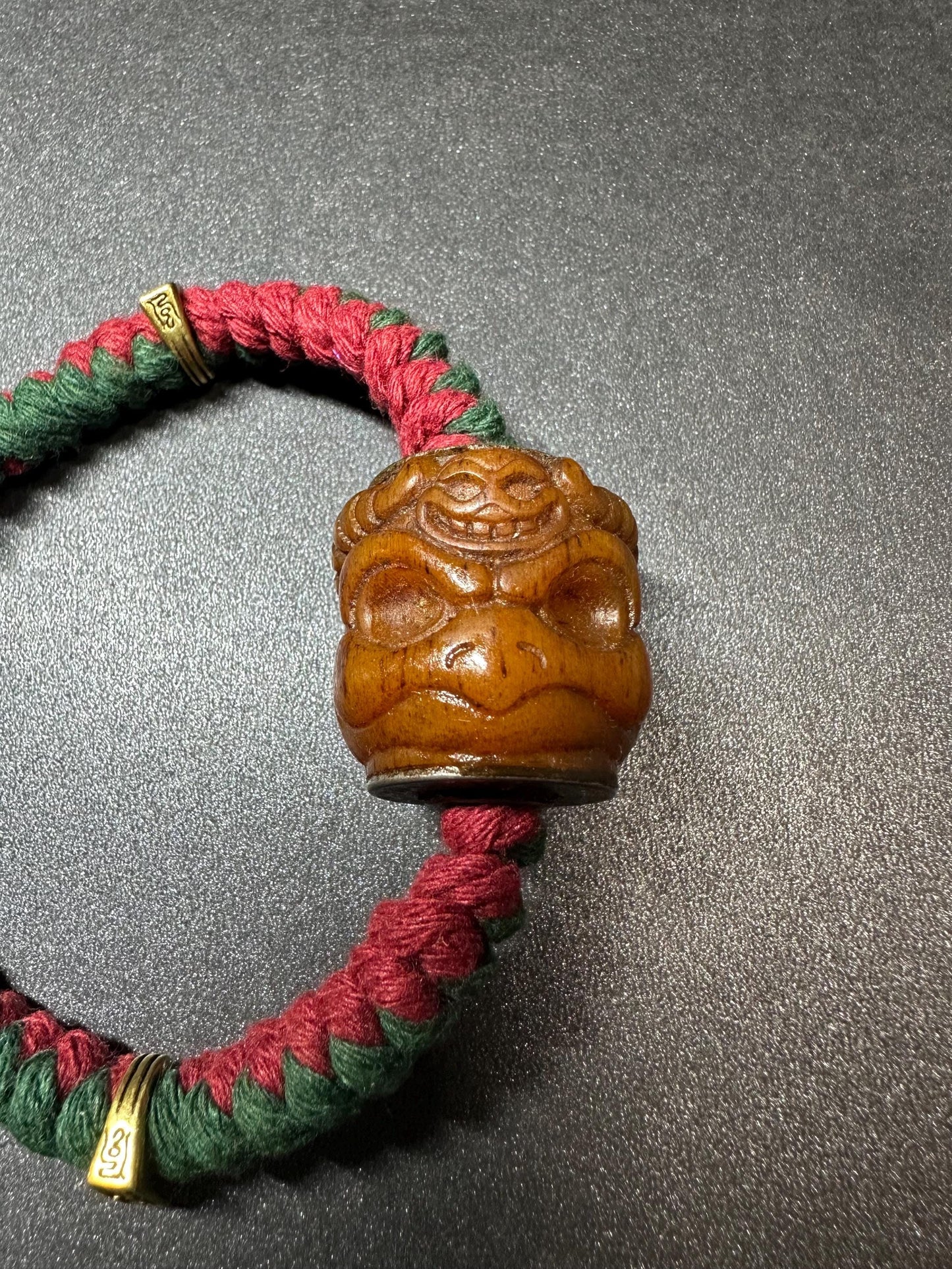 Nepal Tibet Yak Bone Garuda & Citipati Skull Bracelet  HandBraided Buddhist Protection Talisman