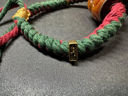 Nepal Tibet Yak Bone Garuda & Citipati Skull Bracelet  HandBraided Buddhist Protection Talisman