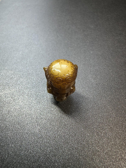 HandCarved Yak Bone Ganesha Guru Bead | Small Tibetan Elephant God Mala Center | 3Hole Buddhist Prayer Focal Bead