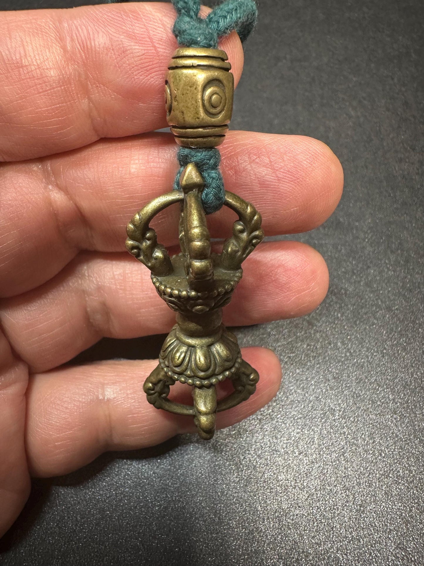 Handmade Brass FourPronged Double Dorje Pendant | Tibetan Vajra Phurba Protection Amulet Necklace | Small Ritual Tool from Nepal