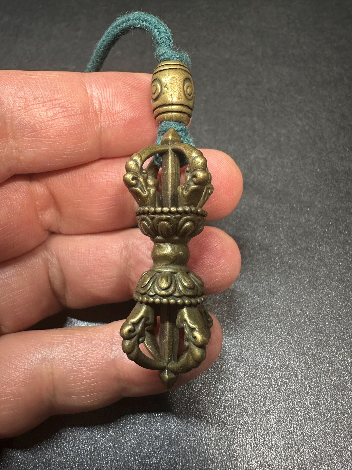 Handmade Brass FourPronged Double Dorje Pendant | Tibetan Vajra Phurba Protection Amulet Necklace | Small Ritual Tool from Nepal