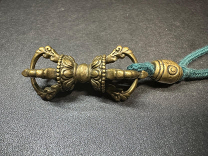 Handmade Brass FourPronged Double Dorje Pendant | Tibetan Vajra Phurba Protection Amulet Necklace | Small Ritual Tool from Nepal