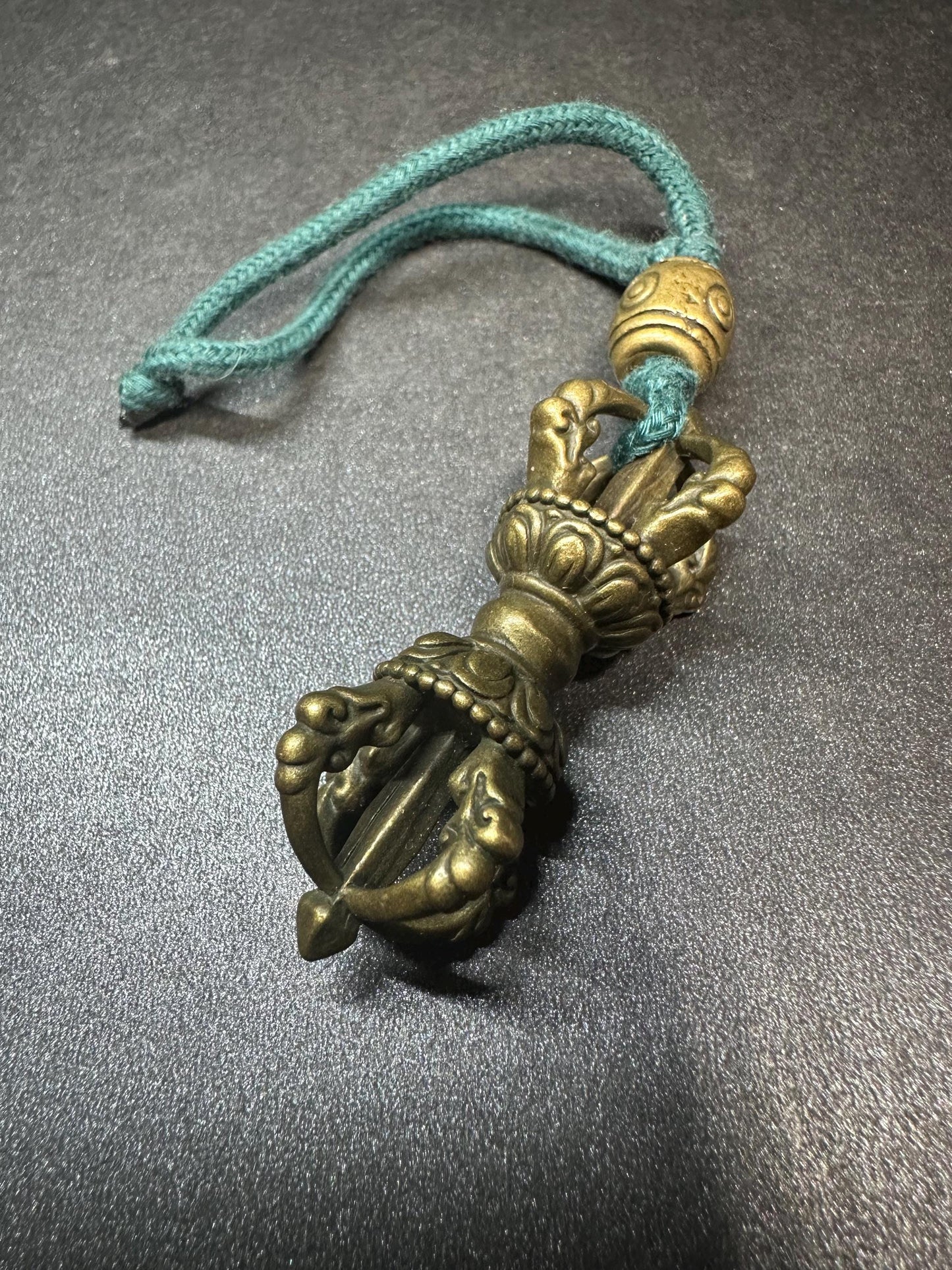 Handmade Brass FourPronged Double Dorje Pendant | Tibetan Vajra Phurba Protection Amulet Necklace | Small Ritual Tool from Nepal